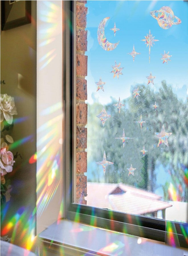 Shawula 75PCS Starry Sky Window Clings Anti Collision Window Decals to Save Birds from Collisions Non Adhesive Prismatic Vinyl Rainbow Stickers - Image 3